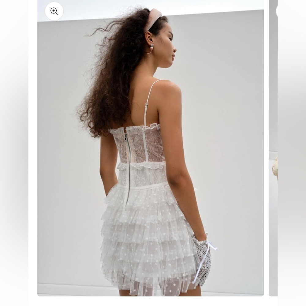 New! For love and lemons Jules tiered ruffle mini dress 27990 - Picture 6 of 14